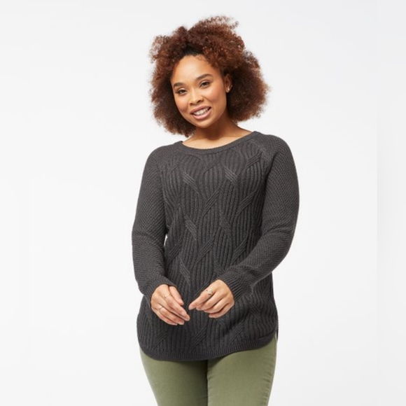 Dark Ink Heather Wavy-Stitch Crewneck Pullover - Picture 1 of 3